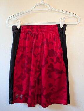 Under Armour Red Camo Shorts with Black Panels